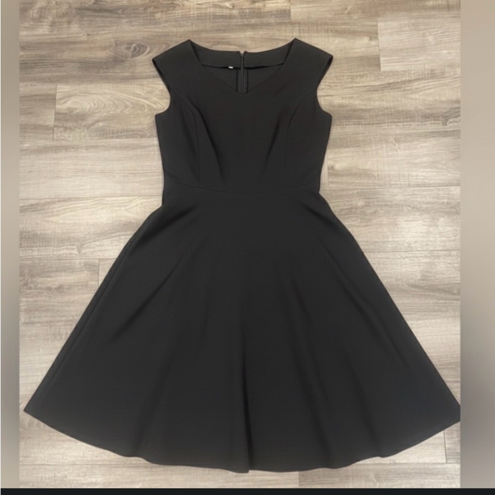 Classic Fit-and-Flare A-Line Dress Timeless Cap Sleeve Midi/Knee Length S/Large